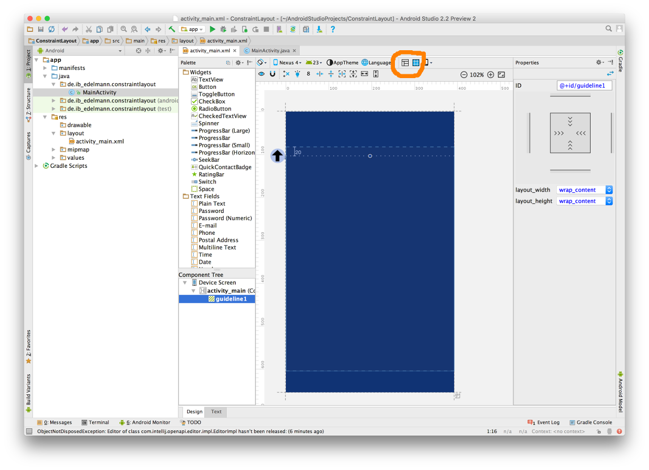 Android Studio Constraint Layout 1